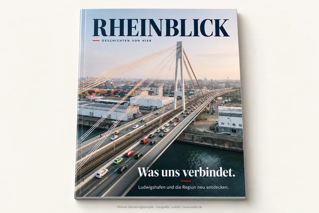 Fiktiver Buchumschlag Rheinblick mit regionaler Fotografie