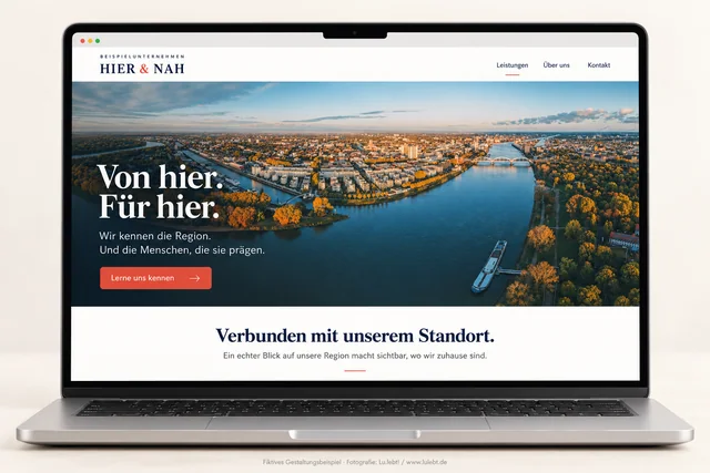 Fiktive Unternehmenswebsite mit einem regionalen Bildmotiv