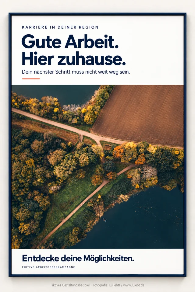 Fiktive Recruiting-Anzeige mit regionaler Fotografie
